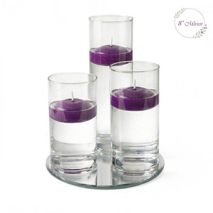 Eastland Round Mirror and Cylinder Vase Centerpiece with Richland 3" Floating Candles Set of 7