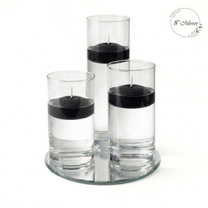 Eastland Round Mirror and Cylinder Vase Centerpiece with Richland 3" Floating Candles Set of 7
