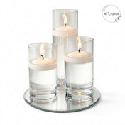Eastland Round Mirror and Cylinder Vase Centerpiece with Richland 3" Floating Candles Set of 7 - thumbnail number 4