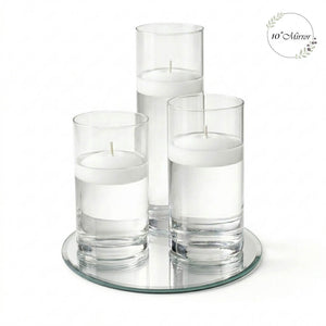 Eastland Round Mirror and Cylinder Vase Centerpiece with Richland 3" Floating Candles Set of 7