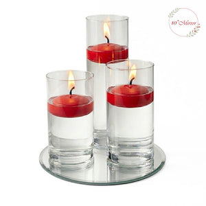 Eastland Round Mirror and Cylinder Vase Centerpiece with Richland 3" Floating Candles Set of 7