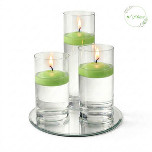 Eastland Round Mirror and Cylinder Vase Centerpiece with Richland 3" Floating Candles Set of 7