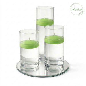 Eastland Round Mirror and Cylinder Vase Centerpiece with Richland 3" Floating Candles Set of 7