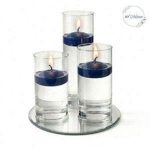 Eastland Round Mirror and Cylinder Vase Centerpiece with Richland 3" Floating Candles Set of 7