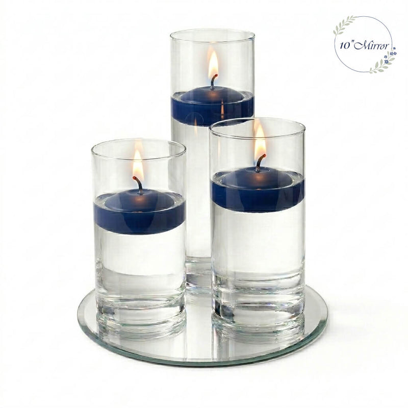 Eastland Round Mirror and Cylinder Vase Centerpiece with Richland 3" Floating Candles Set of 84 - thumbnail number 32