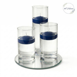 Eastland Round Mirror and Cylinder Vase Centerpiece with Richland 3" Floating Candles Set of 7
