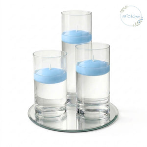Eastland Round Mirror and Cylinder Vase Centerpiece with Richland 3" Floating Candles Set of 7