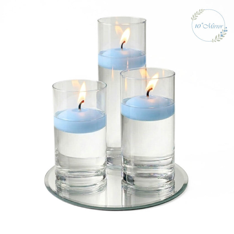 Eastland Round Mirror and Cylinder Vase Centerpiece with Richland 3" Floating Candles Set of 7 - thumbnail number 25