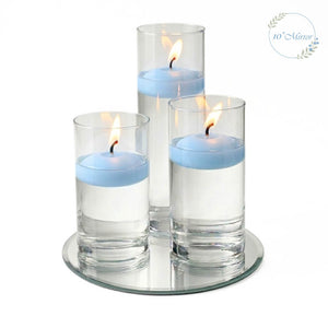 Eastland Round Mirror and Cylinder Vase Centerpiece with Richland 3" Floating Candles Set of 7