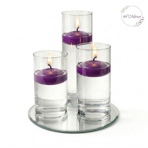 Eastland Round Mirror and Cylinder Vase Centerpiece with Richland 3" Floating Candles Set of 7