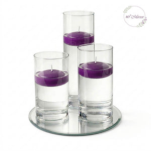 Eastland Round Mirror and Cylinder Vase Centerpiece with Richland 3" Floating Candles Set of 7