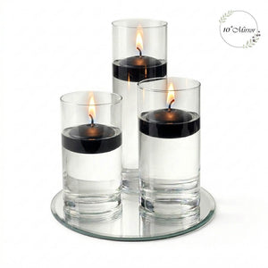 Eastland Round Mirror and Cylinder Vase Centerpiece with Richland 3" Floating Candles Set of 7