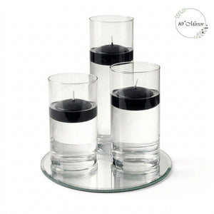 Eastland Round Mirror and Cylinder Vase Centerpiece with Richland 3" Floating Candles Set of 7