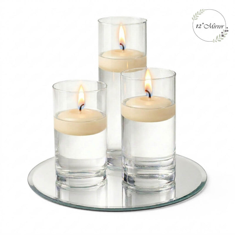 Eastland Round Mirror and Cylinder Vase Centerpiece with Richland 3" Floating Candles Set of 7 - thumbnail number 83