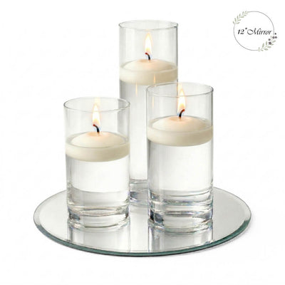 Eastland Round Mirror and Cylinder Vase Centerpiece with Richland 3" Floating Candles Set of 7 - thumbnail number 76