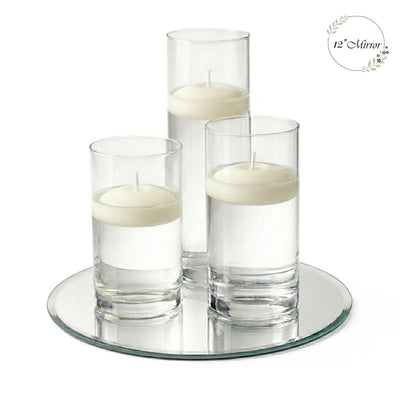 Eastland Round Mirror and Cylinder Vase Centerpiece with Richland 3" Floating Candles Set of 7 - thumbnail number 75
