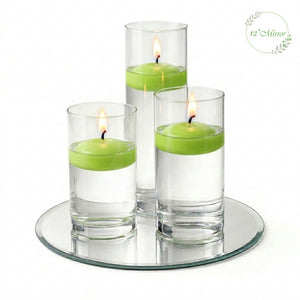 Eastland Round Mirror and Cylinder Vase Centerpiece with Richland 3" Floating Candles Set of 7