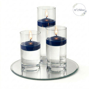 Eastland Round Mirror and Cylinder Vase Centerpiece with Richland 3" Floating Candles Set of 7