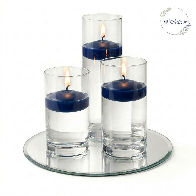 Eastland Round Mirror and Cylinder Vase Centerpiece with Richland 3" Floating Candles Set of 84 - thumbnail number 34