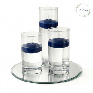Eastland Round Mirror and Cylinder Vase Centerpiece with Richland 3" Floating Candles Set of 7