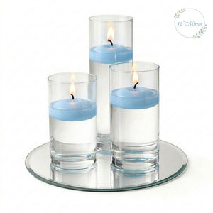 Eastland Round Mirror and Cylinder Vase Centerpiece with Richland 3" Floating Candles Set of 7