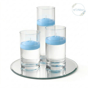 Eastland Round Mirror and Cylinder Vase Centerpiece with Richland 3" Floating Candles Set of 7