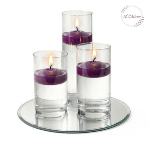 Eastland Round Mirror and Cylinder Vase Centerpiece with Richland 3" Floating Candles Set of 7