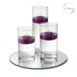 Eastland Round Mirror and Cylinder Vase Centerpiece with Richland 3" Floating Candles Set of 7