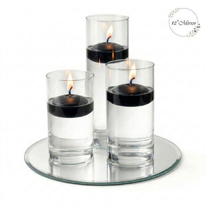 Eastland Round Mirror and Cylinder Vase Centerpiece with Richland 3" Floating Candles Set of 7