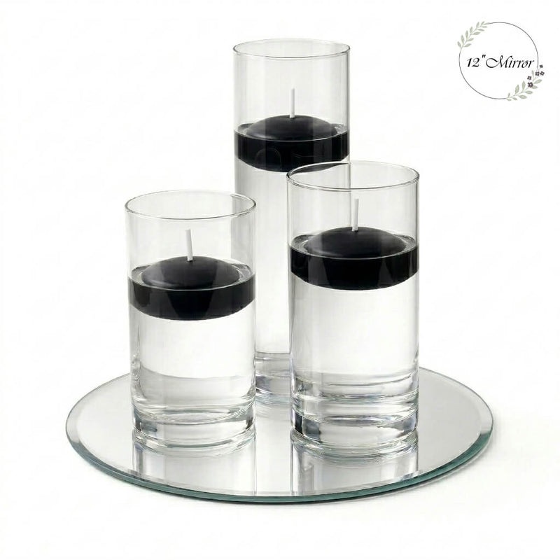 Eastland Round Mirror and Cylinder Vase Centerpiece with Richland 3" Floating Candles Set of 84 - thumbnail number 19