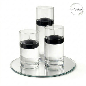 Eastland Round Mirror and Cylinder Vase Centerpiece with Richland 3" Floating Candles Set of 7