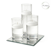 Eastland Square Mirror and Cylinder Vase Centerpiece with Richland 3" Floating Candles Set of 84 - thumbnail number 1