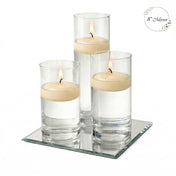 Eastland Square Mirror and Cylinder Vase Centerpiece with Richland 3" Floating Candles Set of 7 - Ivory - 8 Inch Size - thumbnail number 2