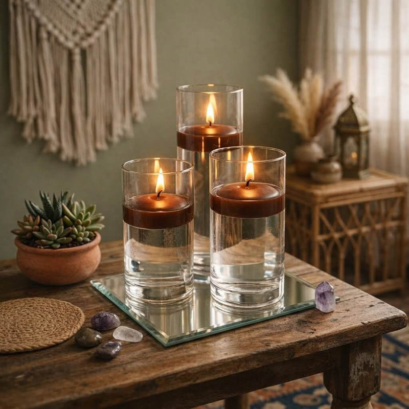 Cylinder Vase Centerpiece & Richland 3" Floating Candles Set of 8 - Brown - thumbnail number 3