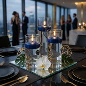 Cylinder Vase Centerpiece & Richland 3" Floating Candles Set of 8 - Navy Blue - thumbnail number 7