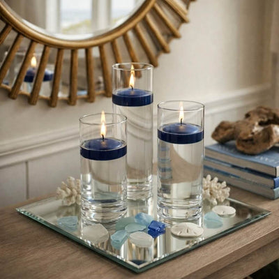 Cylinder Vase Centerpiece & Richland 3" Floating Candles Set of 8 - Navy Blue - thumbnail number 6