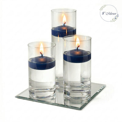 Eastland Square Mirror and Cylinder Vase Centerpiece with Richland 3" Floating Candles Set of 7 - Navy Blue - 8 Inch Size - thumbnail number 2