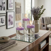 Cylinder Vase Centerpiece & Richland 3" Floating Candles Set of 3 - Lavender - thumbnail number 2
