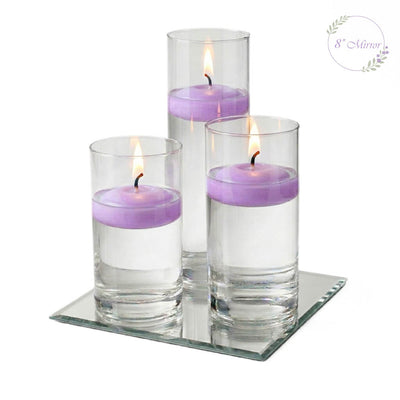 Eastland Square Mirror and Cylinder Vase Centerpiece with Richland 3" Floating Candles Set of 84 - thumbnail number 58