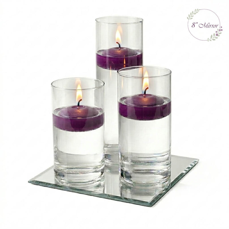 Eastland Square Mirror and Cylinder Vase Centerpiece with Richland 3" Floating Candles Set of 7 - thumbnail number 30