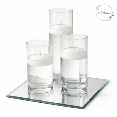 Eastland Square Mirror and Cylinder Vase Centerpiece with Richland 3" Floating Candles Set of 84 - thumbnail number 3