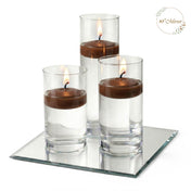 Eastland Square Mirror and Cylinder Vase Centerpiece with Richland 3" Floating Candles Set of 7 - Brown - 10 Inch Size - thumbnail number 2