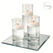 Eastland Square Mirror and Cylinder Vase Centerpiece with Richland 3" Floating Candles Set of 7 - thumbnail number 6
