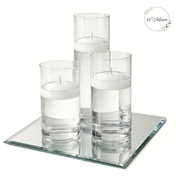 Eastland Square Mirror and Cylinder Vase Centerpiece with Richland 3" Floating Candles Set of 84 - thumbnail number 5