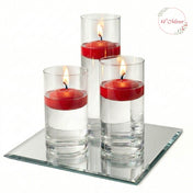 Eastland Square Mirror and Cylinder Vase Centerpiece with Richland 3" Floating Candles Set of 7 - Red - 12 Inch Size - thumbnail number 2