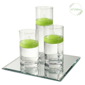 Eastland Square Mirror and Cylinder Vase Centerpiece with Richland 3" Floating Candles Set of 7 - Green - 12 Inch Size - thumbnail number 1