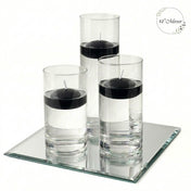 Eastland Square Mirror and Cylinder Vase Centerpiece with Richland 3" Floating Candles Set of 7 - Black - 12 Inch Size - thumbnail number 1