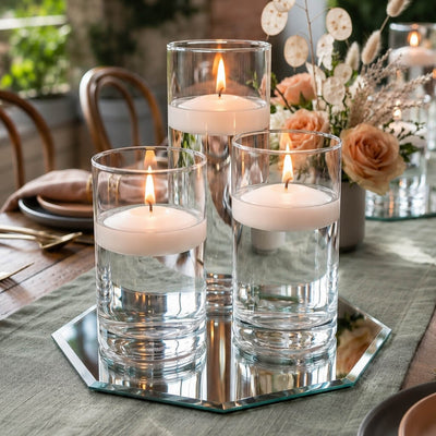 Eastland Octagon Mirror and Cylinder Vase Centerpiece Set of 4 - 12" Mirror - thumbnail number 8