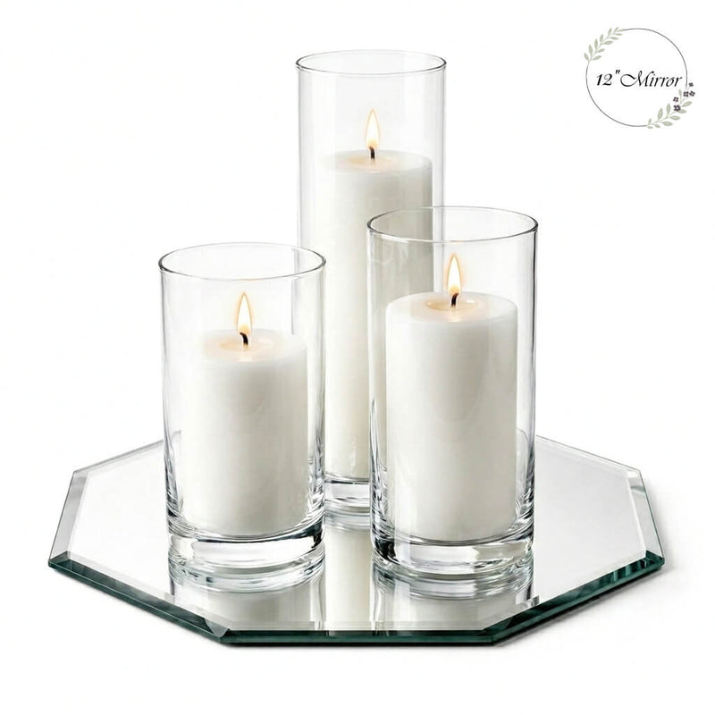 Eastland Octagon Mirror and Cylinder Vase Centerpiece Set of 4 - 12" Mirror - thumbnail number 3