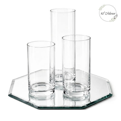 Eastland Octagon Mirror and Cylinder Vase Centerpiece Set of 4 - 12" Mirror - thumbnail number 1